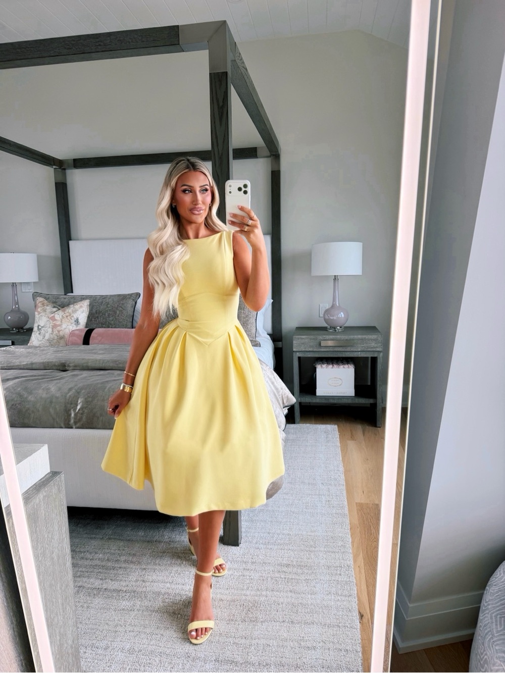 Fashion Nova Yellow Fit-&-Flare Midi Dress
